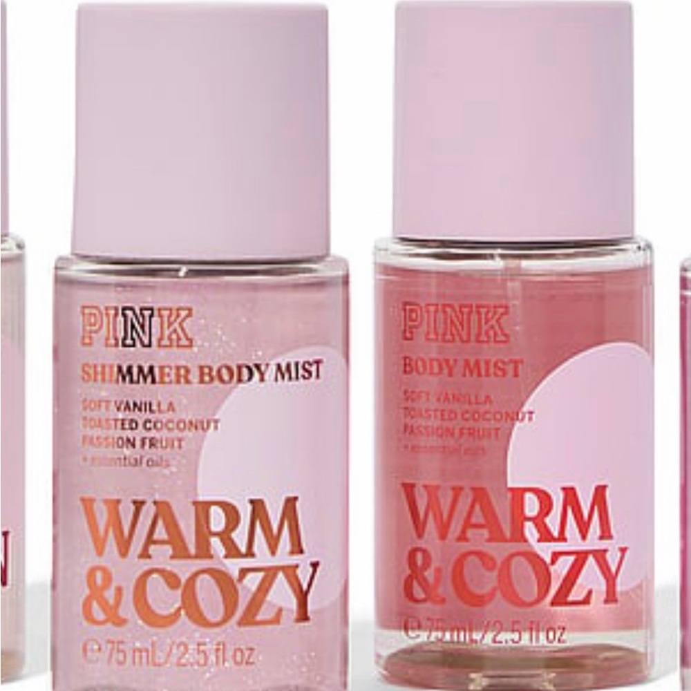 PINK Victoria's Secret Warm & Cozy Shimmer Body Mist - Light Pink